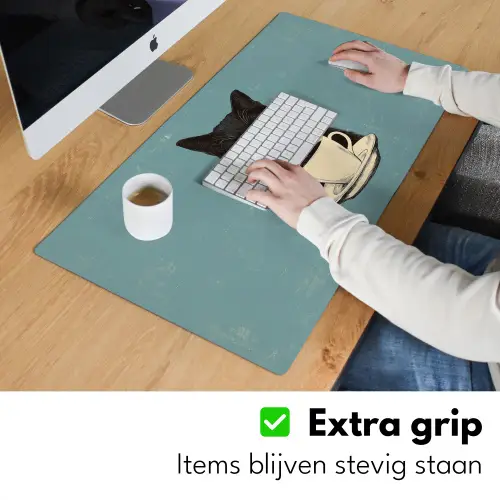 Kat - Zwart - Koffie - Minimalistisch Muismat XXL klein -sfeer3