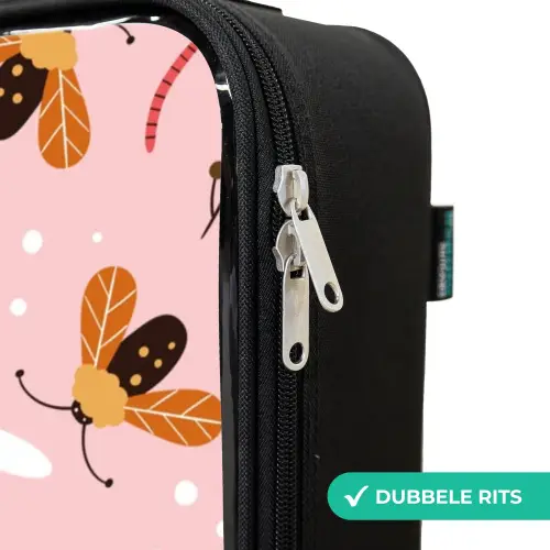 Lieveheersbeestjes en libellen op roze achtergrond Kinderkoffer - Zwart klein -rits_NL