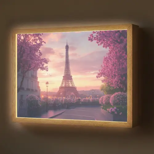 Eiffeltoren - Parijs - Roze Light Box met batterij (Wandlamp) middel -z3d_website