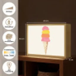 Schepijs - Hoorntje - Illustratie - Minimalistisch Light Box met batterij (Wandlamp) middel -USP_websiteoverzichtNL