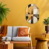 Abstract - Goud - Grijs - Vormen - Geometrisch Wandcirkel Ovaal Forex klein -sfeer4