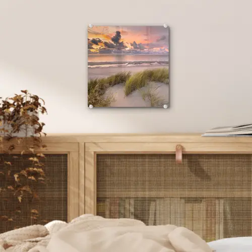 Zonsondergang - Duin - Strand - Planten - Zee plexiglas 5mm klein -sfeer4