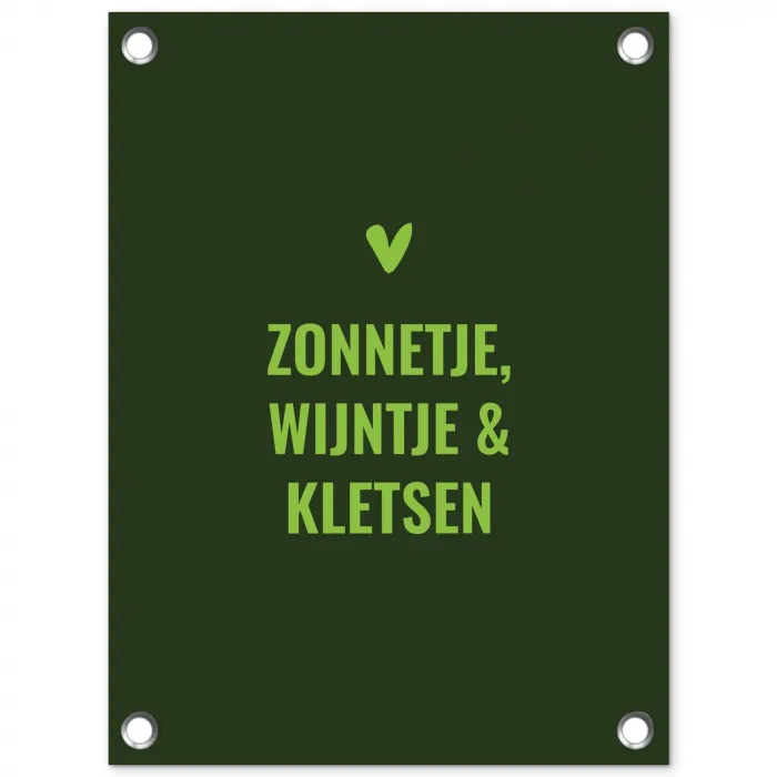 Donkergroen - Quote - Zon - Zomer tuinposter los doek klein -3d