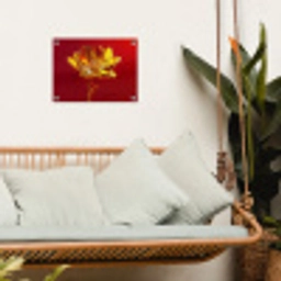 Bloem - Goud - Glazen tuinposter los doek klein -sfeer7