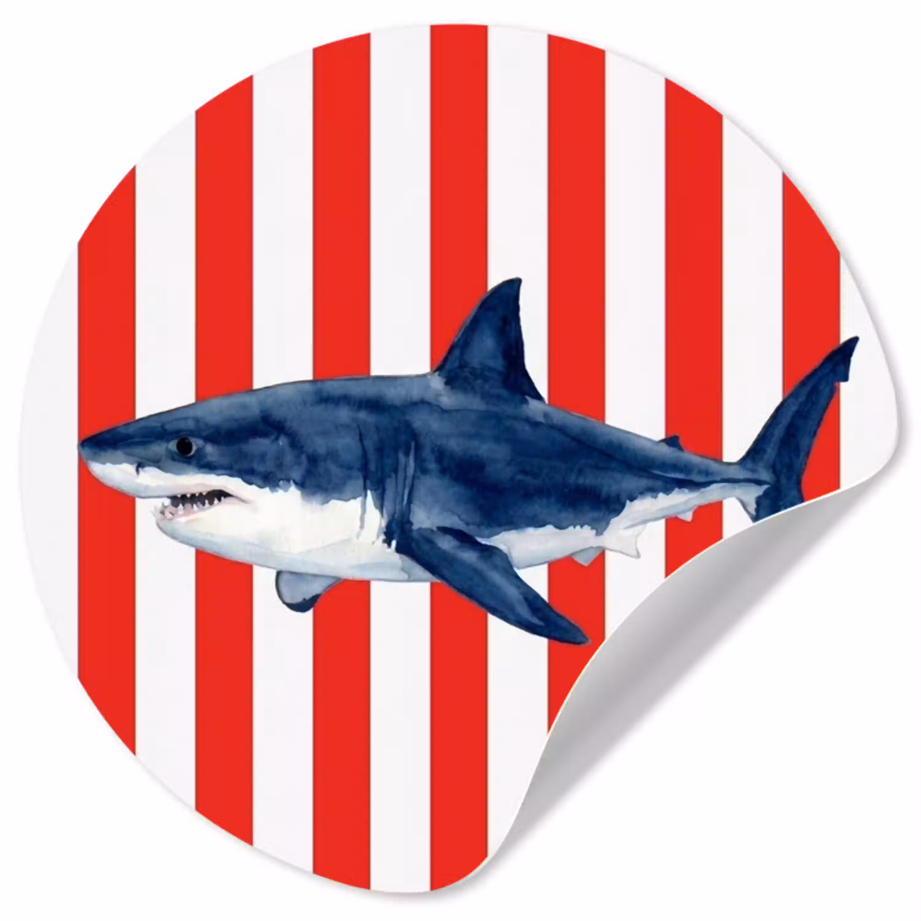 Vis - Haai - Zee - Illustratie - Blauw Wandcirkel behangsticker klein -3d