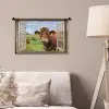 Doorkijk - Koe - Weiland - Landschap - Dieren Wandkleed katoen klein -sfeer4