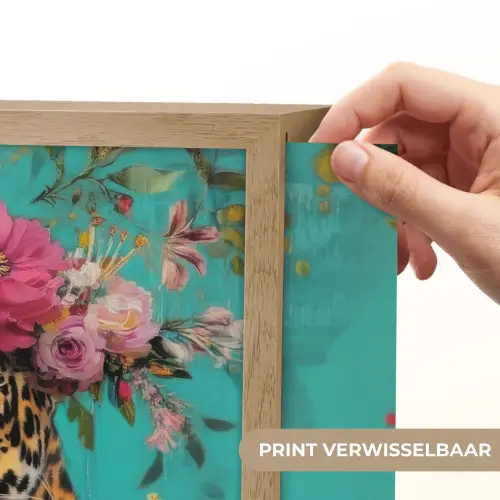 Luipaard - Bloemen - Kroon Light Box met batterij (Wandlamp) middel -USP_websiteprintNL