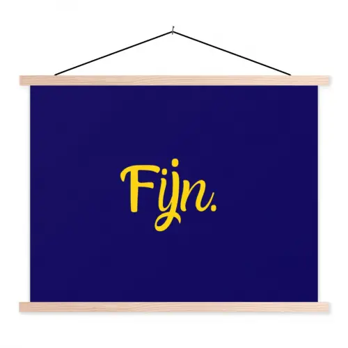 Blauw - Geel - Fijn textielposter latten blank klein -3d