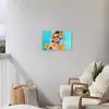 Bloemen - Vrouw - Zonnebril - Blauw Tuinposter op houten frame 2 cm dik klein -sfeer1