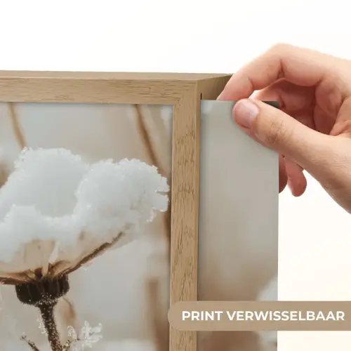 Bloemen - Winter - Wit - Sneeuw - Beige Light Box met batterij (Wandlamp) middel -USP_websiteprintNL