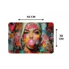 Vrouw - Kauwgom - Graffiti - Love Placemat vinyl groot -specs