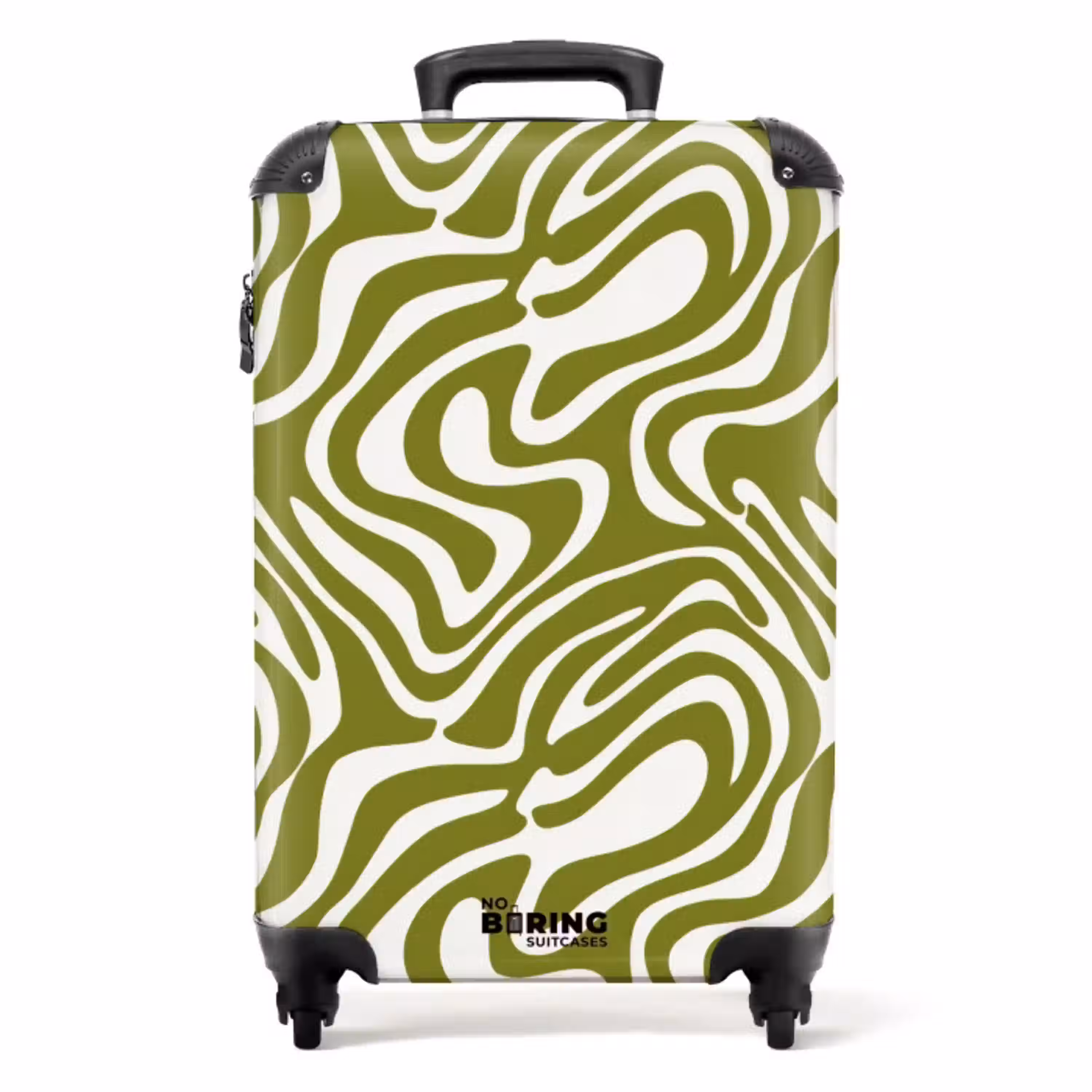 Lijnpatroon - Groen - Organisch NBS - Handbagage koffer - Volwassenen Unisex middel -productfoto_recht