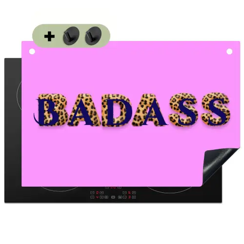 Felroze - Badass - Panterprint - Schaduw Inductie beschemer met haakjes klein -3d