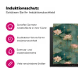 Botanisch - Bloemen - Roze Inductie beschermer vinyl 3mm klein 276 -zzzzzzz-lf-ups