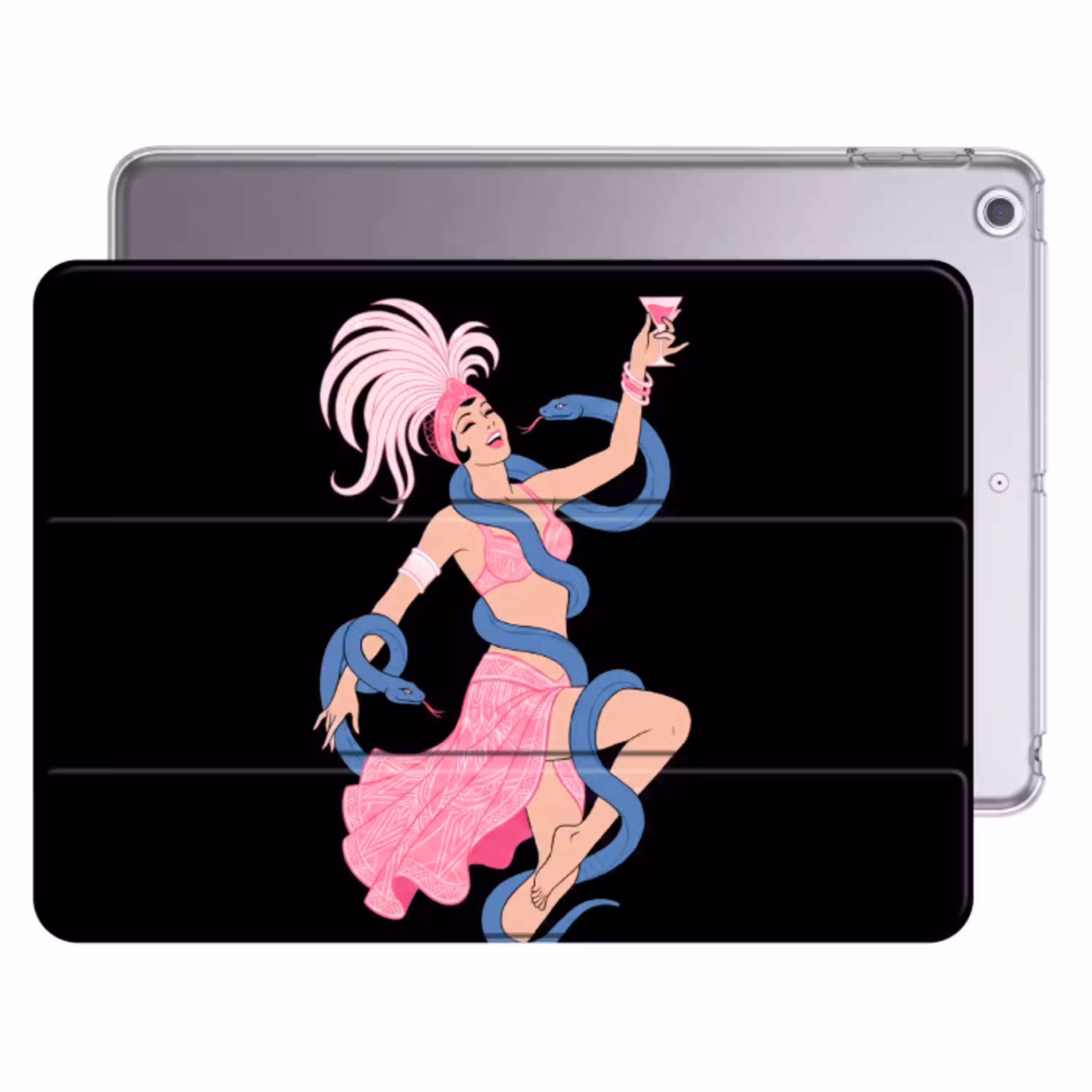 Vrouw - Danseres - Slangen - Art Deco - Roze Apple iPad 2017 middel -threedimensional_3d_global