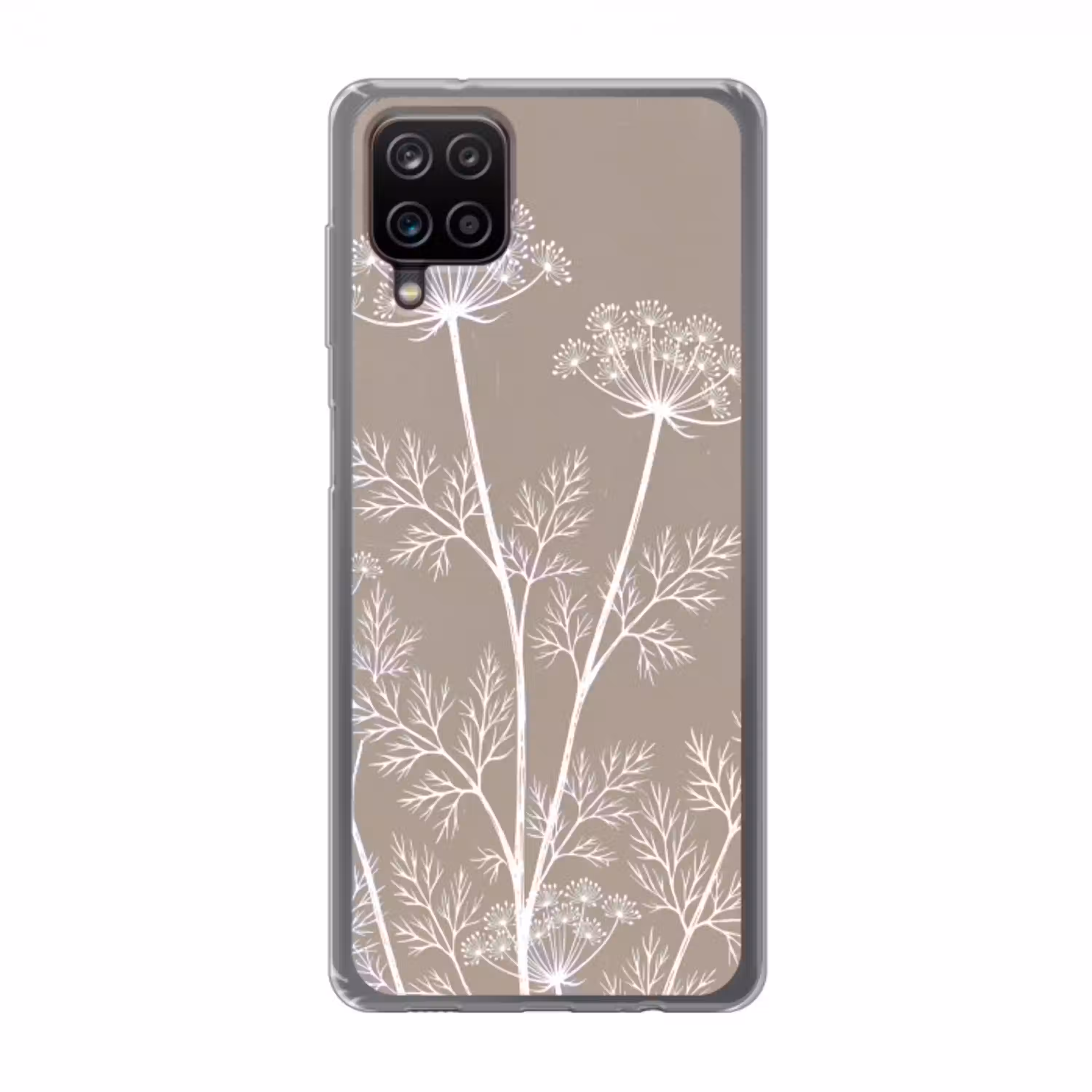 Grafisch - Fluitenkruid - Taupe Telefoonhoesje Samsung Galaxy A12 klein -3d