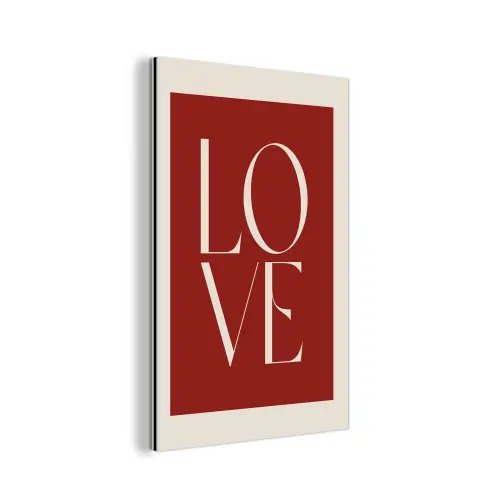 Love - Rood - Minimalistisch aluminium wit klein -3d