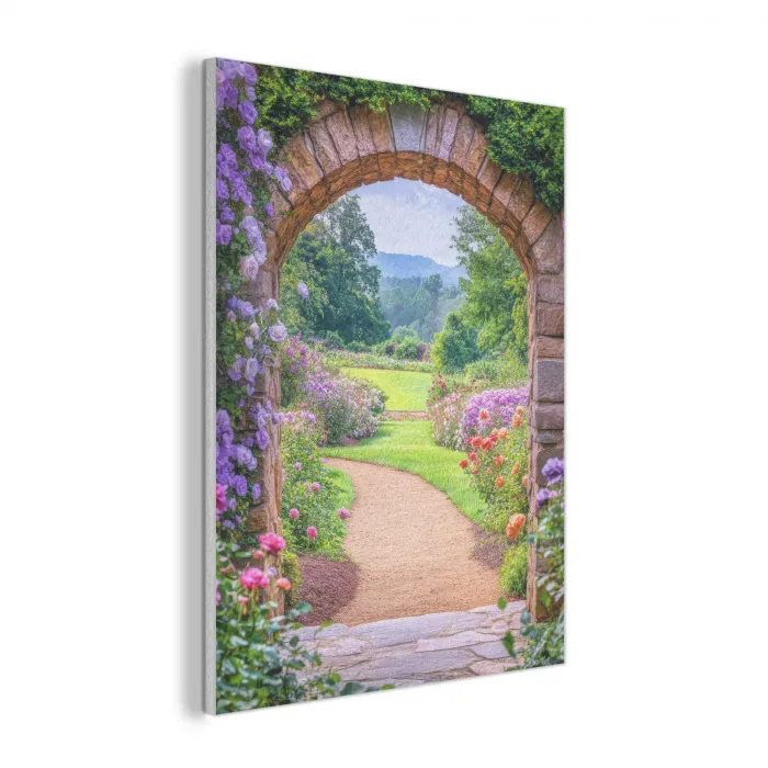 Doorkijk - Poort - Bloemen - Tuin PET vilt klein -3d