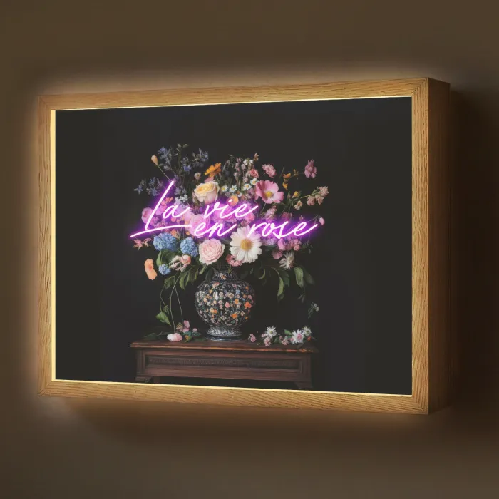 Neon - Vaas - Bloemen Light Box met batterij (Wandlamp) middel -z3d_website