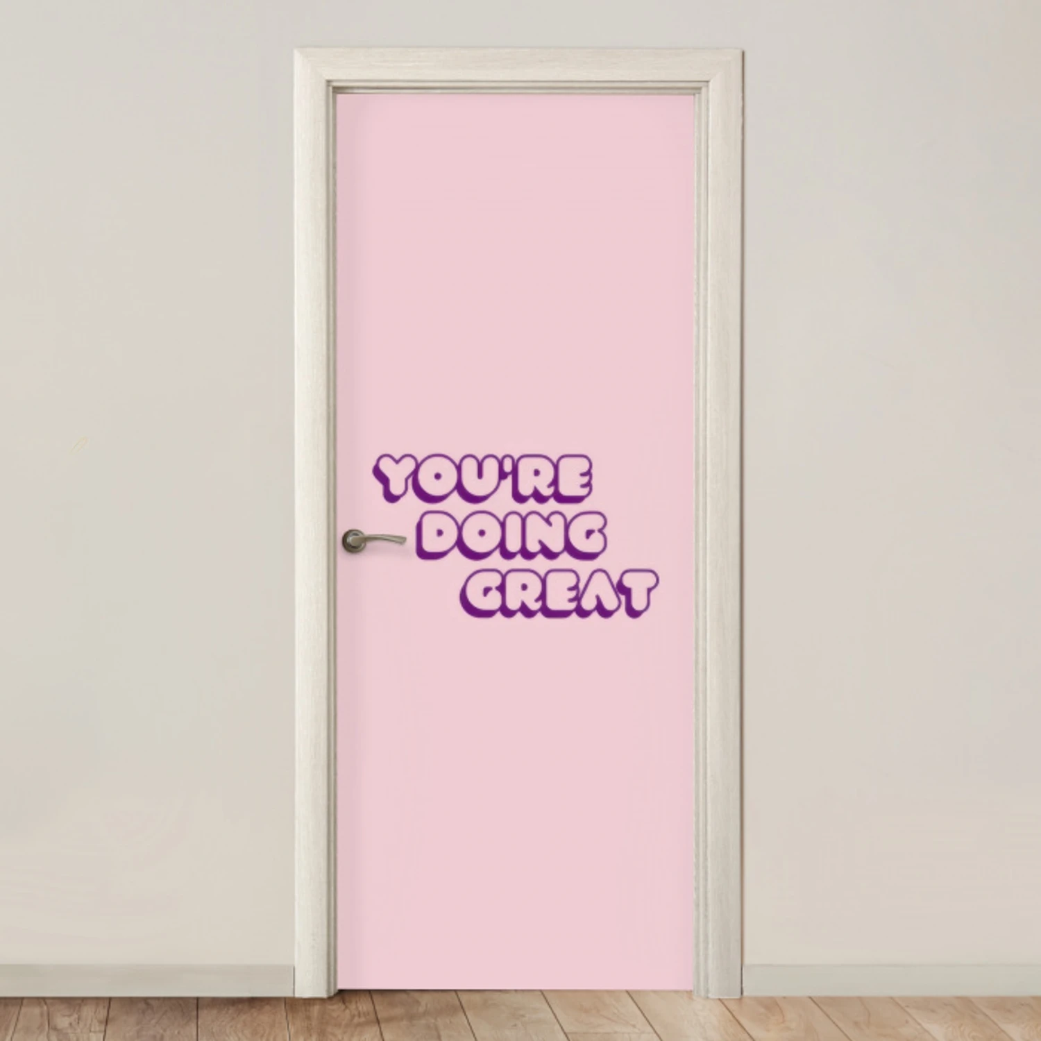You're doing great - Roze - Bubble letters deurposter klein -3d_beige