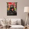 Chimpansee voor graffiti muur Wandkleed katoen klein -sfeer4