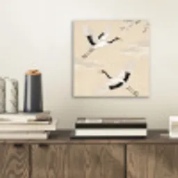 Kraanvogels - Bloesem - Beige aluminium wit klein -sfeer1