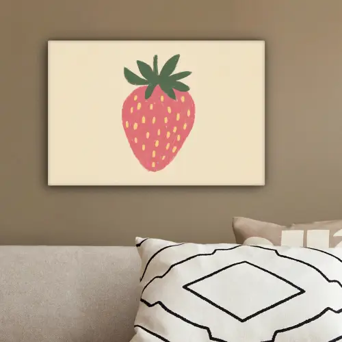 Aardbei - Minimalistisch - Rood - Fruit canvas 2cm klein -sfeer3