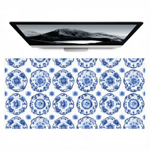 Sierborden - Bloemen - Blauw Muismat XXL klein 681 -zzz3d