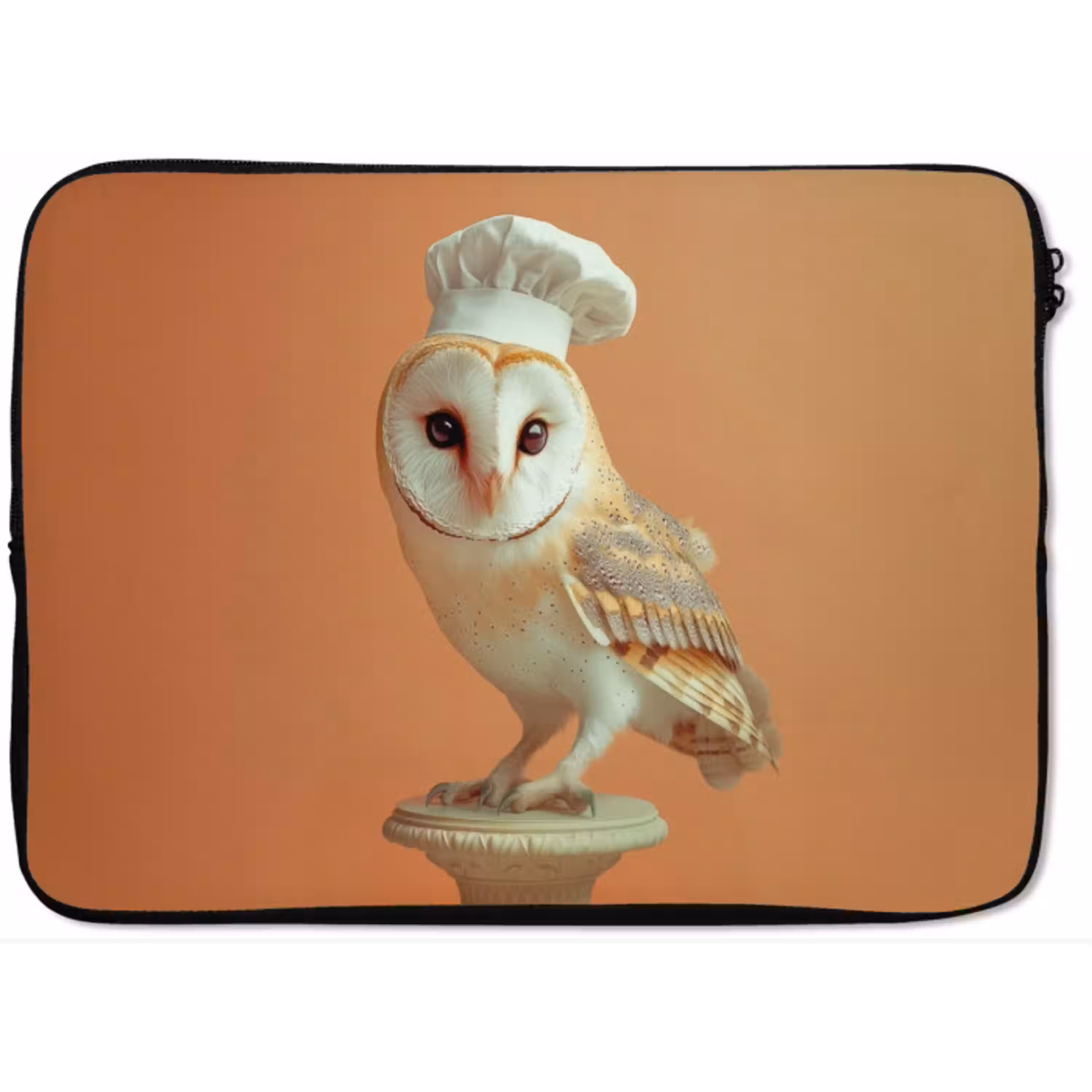 Kerkuil - Koksmuts - Oranje - Vogel laptophoes neopreen klein -zkaufland3dotto