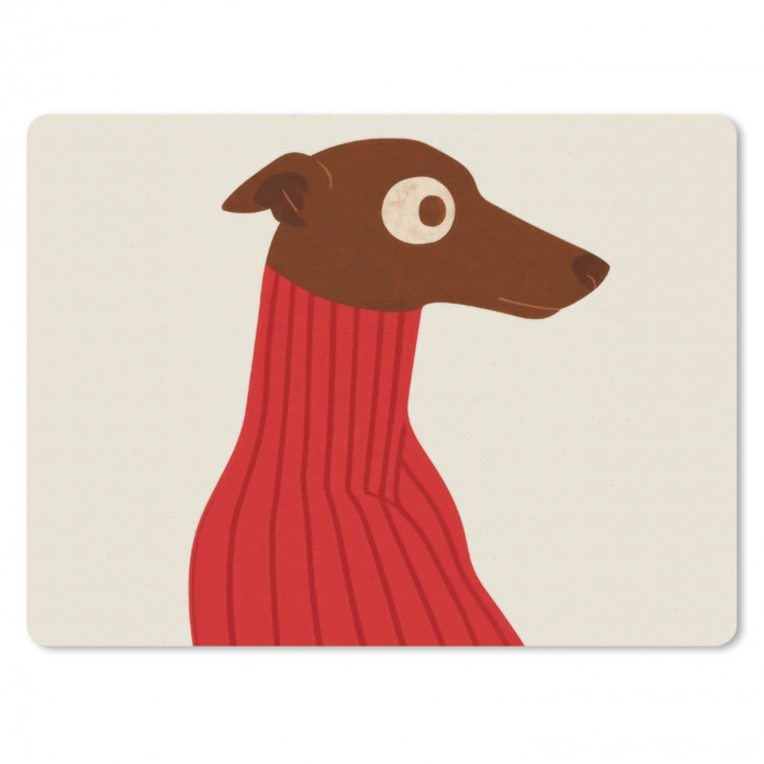 Silhouet - Hond - Trui - Rood muismat rubber klein -3d