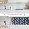 Kronkelende lijnen - Blauw - Bruin - Minimalistisch keuken achterwand 2 middel 871 -voor-na_DE