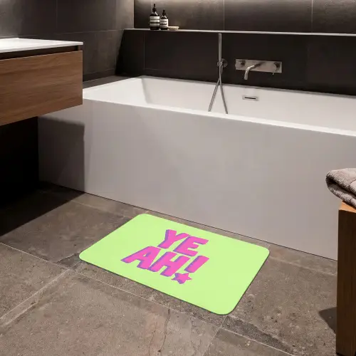 Groen - Neon - Quote Badmat klein -sfeer3
