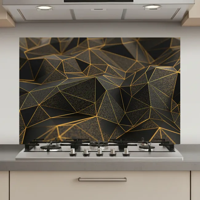 Abstract - Goud - 3D - Luxe - Kunst keuken achterwand spatscherm klein -3d_website