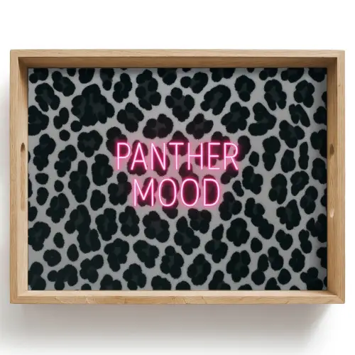 Panterprint - Zwart - Neonletters - Roze Dienblad Rechthoek middel -z3d_shopping