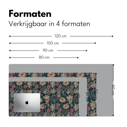 Botanisch - Patroon - Blauw Muismat XXL klein 681 -sfeer5