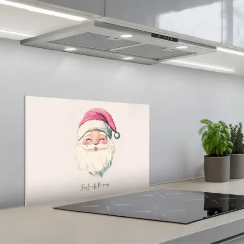 Kerstman - Kerst - Quote - Beige keuken achterwand spatscherm klein -3d_schuin