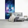 Eenhoorn - Sterren - Magisch - Blauw fotobehang vinyl groot -slaapkamer