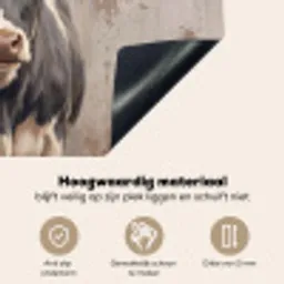 Koe - Portret - Dieren - Modern Inductie beschemer met haakjes klein -ky-onderkant-nl