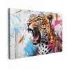 Abstract - Luipaard - Kleurrijk Tuinposter op houten frame 2 cm dik klein -3d