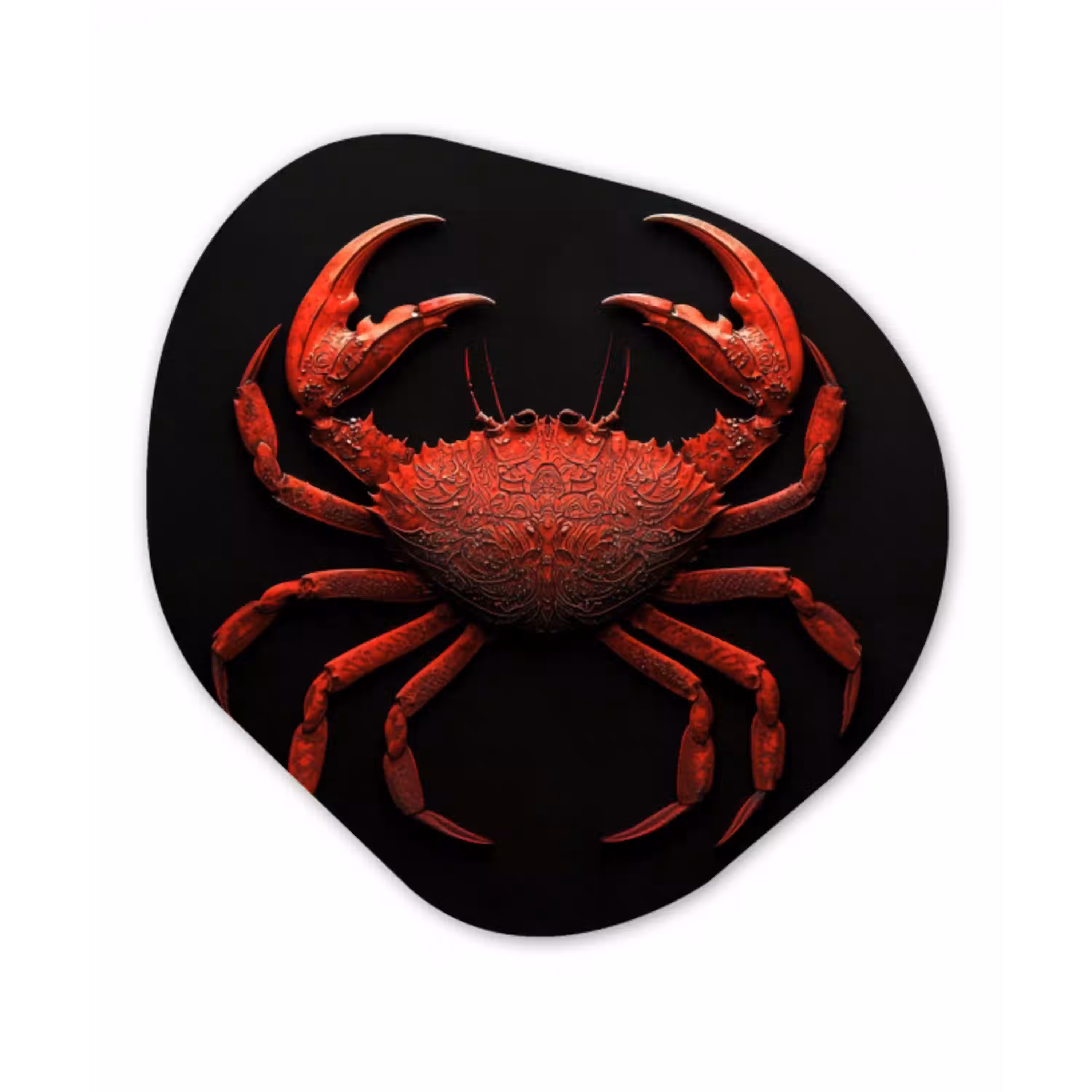 Krab - Rood - Vissen - Schaaldieren Wandcirkel Organisch Plexiglas middel -3d