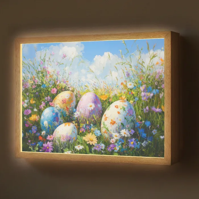Grasveld - Eieren - Bloemen Light Box met batterij (Wandlamp) middel -z3d_website