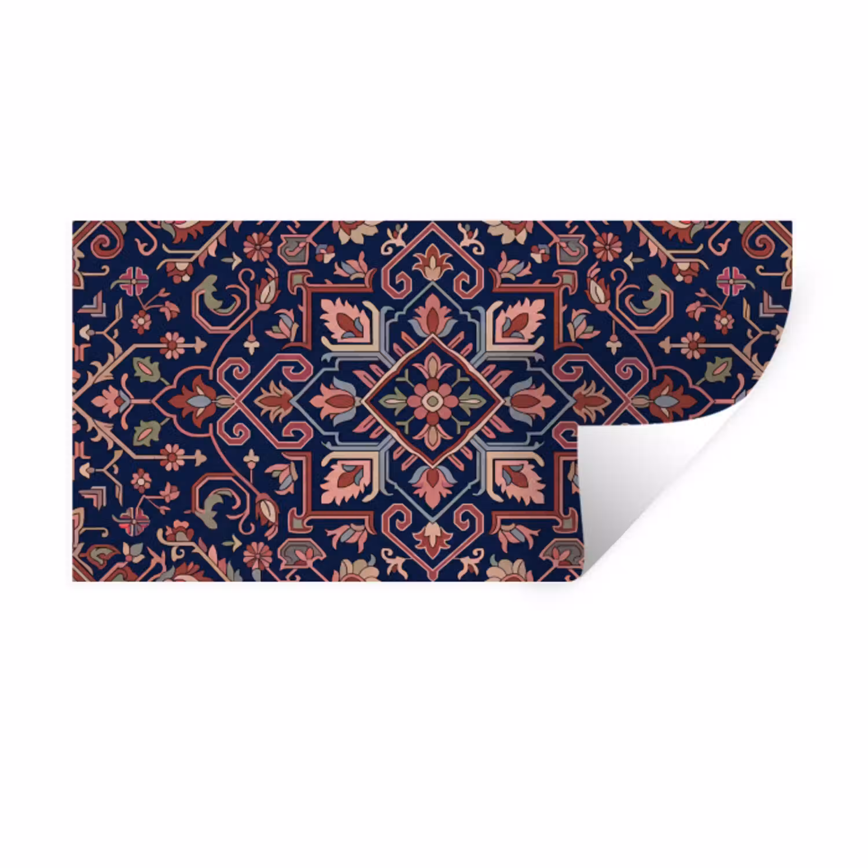 Patroon - Oosters - Floraal - Blauw - Klassiek Muursticker klein -3d