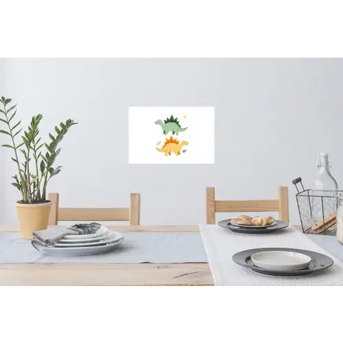 Sterren - Stegosaurussen - Blaadjes - Groen Muursticker klein -eettafel