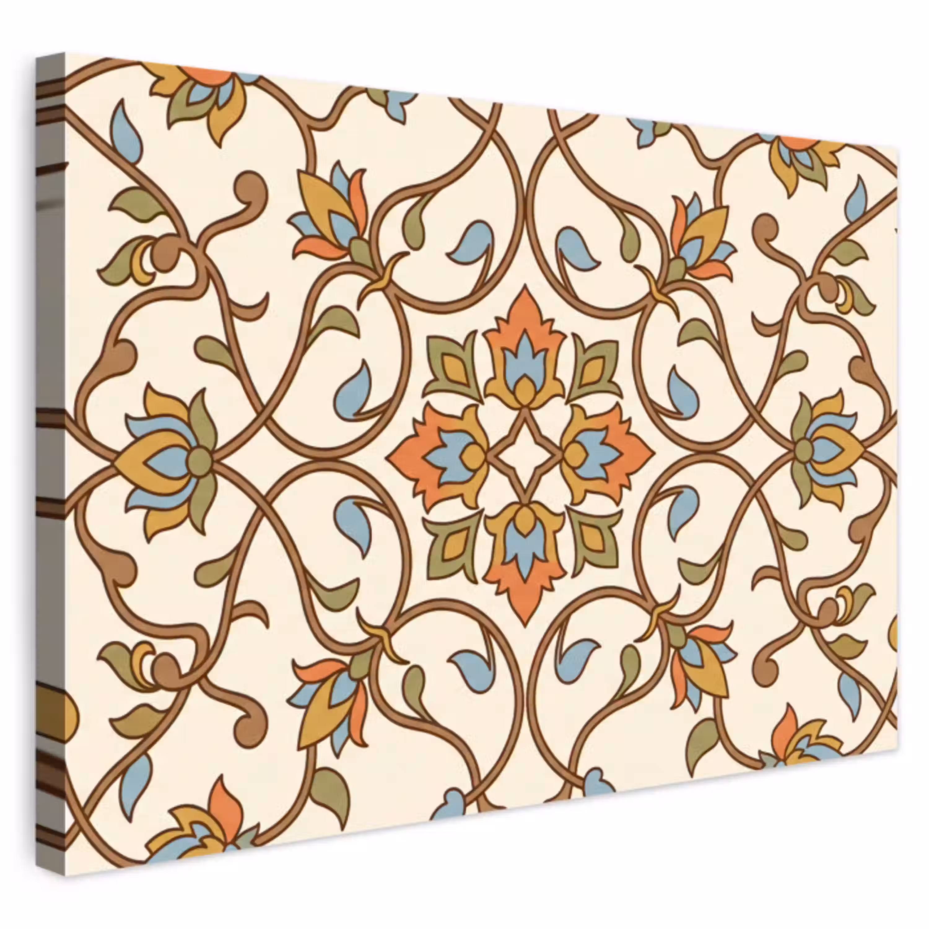 Patroon - Bloemen - Ornament - Kleurrijk Tuinposter op houten frame 2 cm dik klein -3d