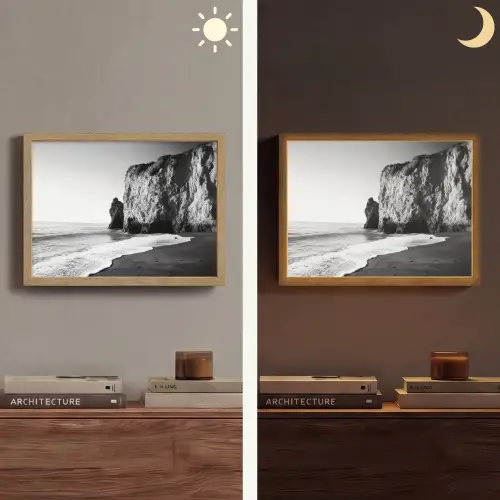 Strand - Klif - Golven - Voetstappen Light Box met batterij (Wandlamp) middel -sfeer3