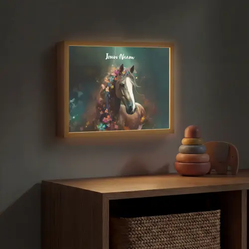 Dieren - Paard - Natuur - Vlinder - Bloemen Light Box met batterij (Wandlamp kind) middel -sfeer5_kind