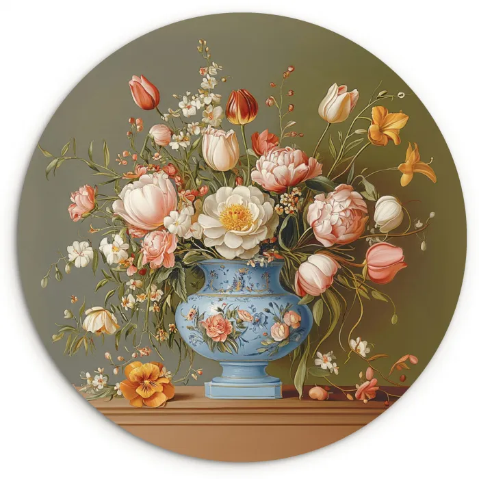 Neutral - Bloemen - Boeket - Vaas Wandcirkel plexiglas klein -3d