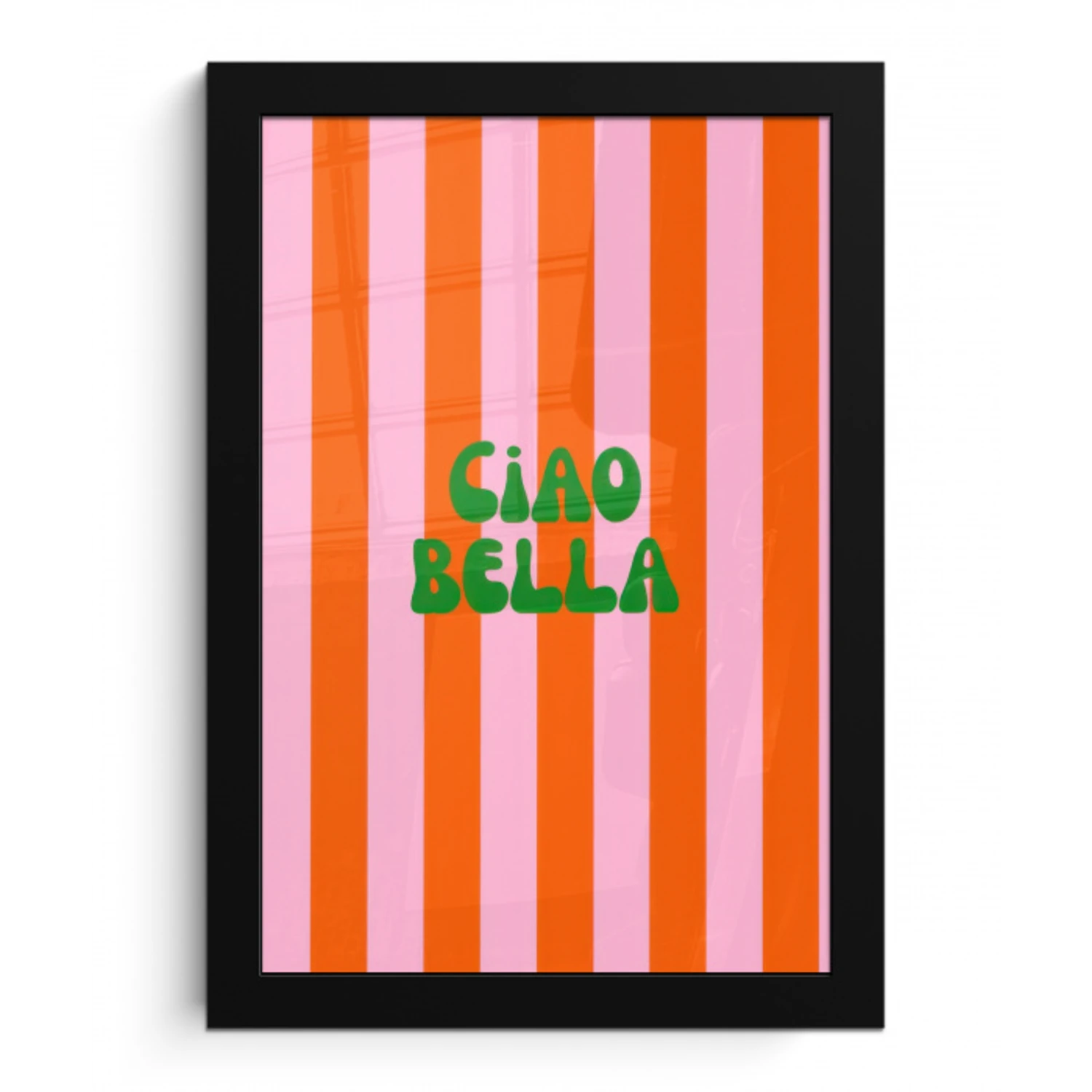 Strepen - Oranje - Verticaal - Ciao bella fotolijst zwart zonder passe partout klein -3d