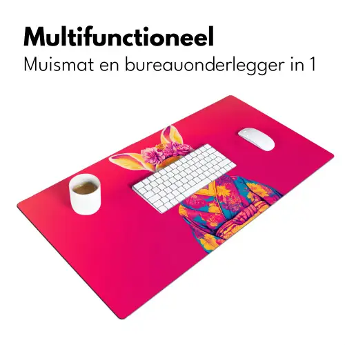 Konijn - Bloemen - Kleurrijk - Kimono Muismat XXL klein -sfeer4