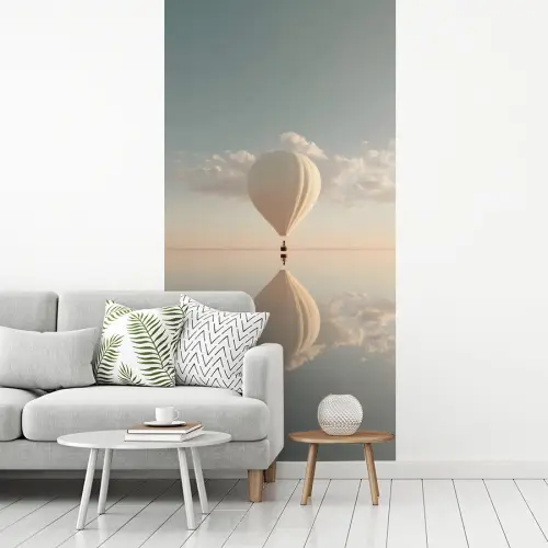 Luchtballon - Wolken - Water - Blauw fotobehang vinyl groot -woonkamer